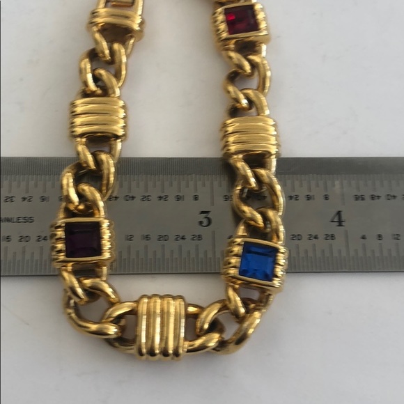 Swarovski Swan Signed Gold Tone Crystal Bracelet - Picture 5 of 6